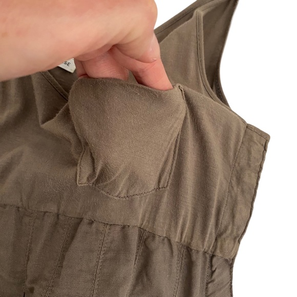 James Perse Khaki Green Linen Blend Pocket Tank Dress, Size 1=S - Picture 4 of 13